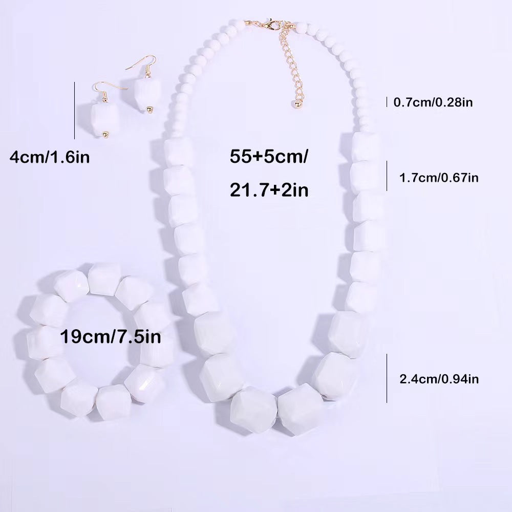 Geometric Acrylic Earrings And Necklace Set Beaded Necklace  Hot Necklace Female Clavicle - view 4