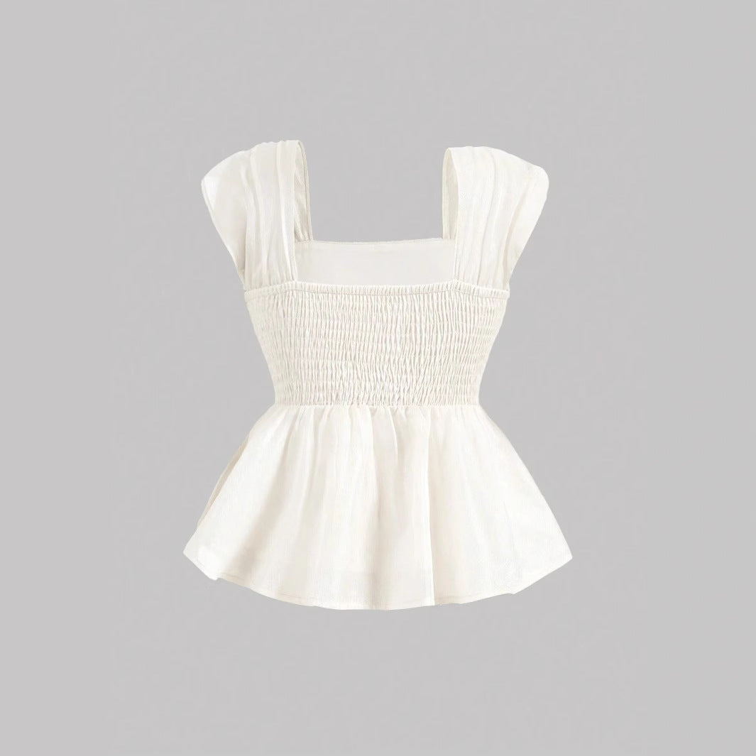 Summer Casual Cute Women's Top Loose Sleeveless Vest Square Collar  Style Pure Color Basic Version Midi Length - view 2