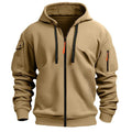 Men's Hoodie Sweatshirt Zipper Multi-Pocket Casual Sportswear Spring Autumn Comfortable Polyester Long Sleeve Loose Fit Streetwear - front view