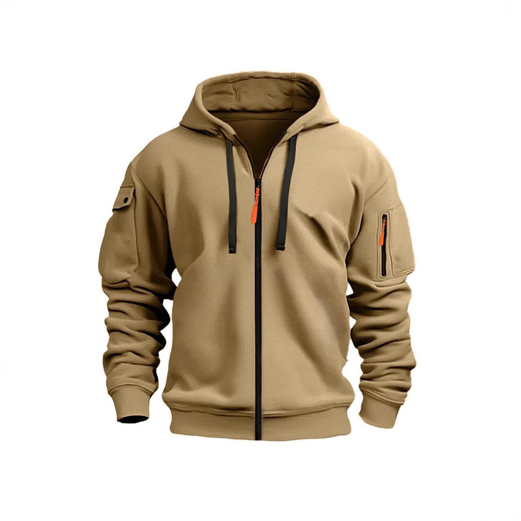 Men's Hoodie Sweatshirt Zipper Multi-Pocket Casual Sportswear Spring Autumn Comfortable Polyester Long Sleeve Loose Fit Streetwear - view 2