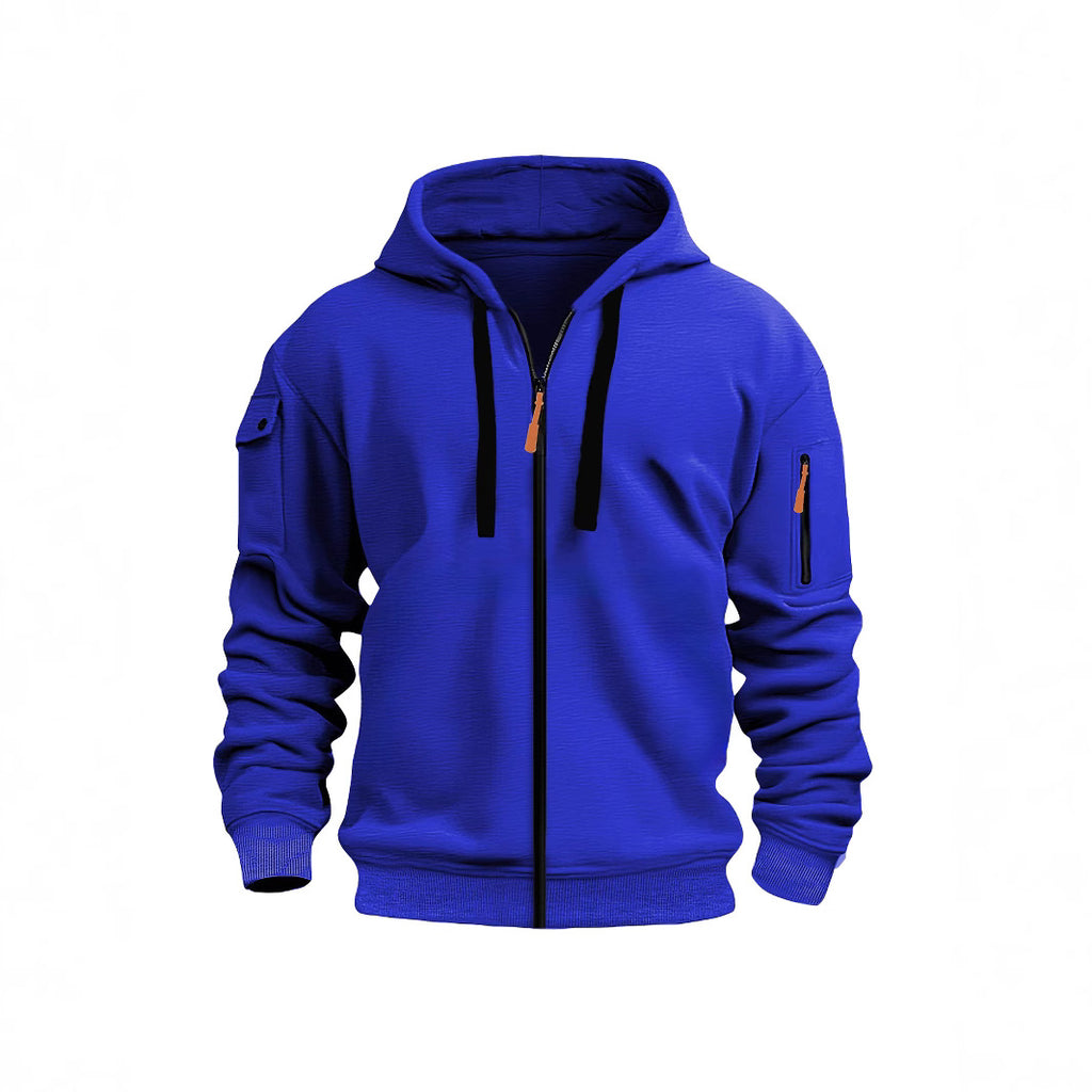 Men's Hoodie Sweatshirt Zipper Multi-Pocket Casual Sportswear Spring Autumn Comfortable Polyester Long Sleeve Loose Fit Streetwear - view 3