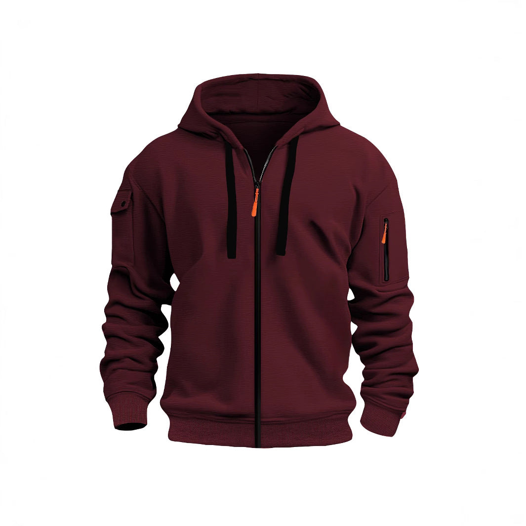 Men's Hoodie Sweatshirt Zipper Multi-Pocket Casual Sportswear Spring Autumn Comfortable Polyester Long Sleeve Loose Fit Streetwear - view 4