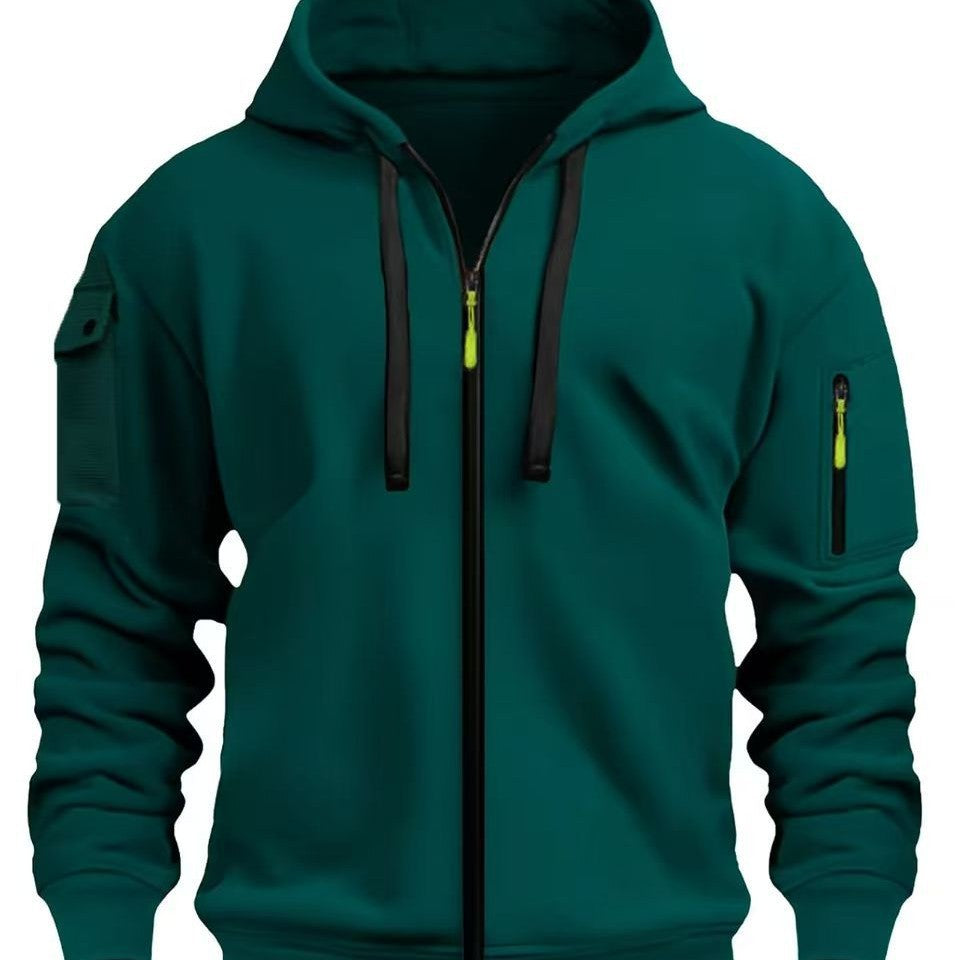 Men's Hoodie Sweatshirt Zipper Multi-Pocket Casual Sportswear Spring Autumn Comfortable Polyester Long Sleeve Loose Fit Streetwear - view 5