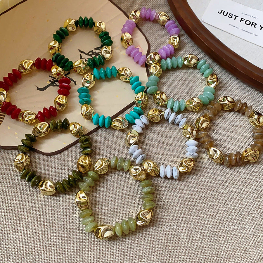 Irregular Acrylic Beaded Round Bracelet  Retro Fashion Elegance Bracelet Design Sense Niche Bracelet For Women - view 2