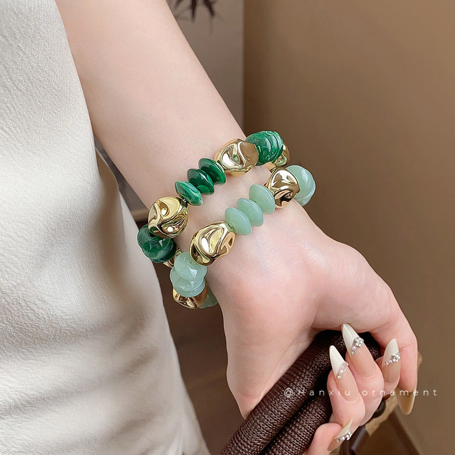 Irregular Acrylic Beaded Round Bracelet  Retro Fashion Elegance Bracelet Design Sense Niche Bracelet For Women - view 3