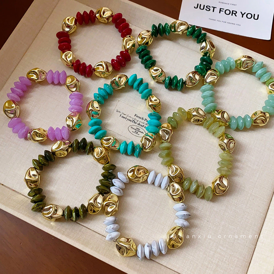 Irregular Acrylic Beaded Round Bracelet  Retro Fashion Elegance Bracelet Design Sense Niche Bracelet For Women - view 4