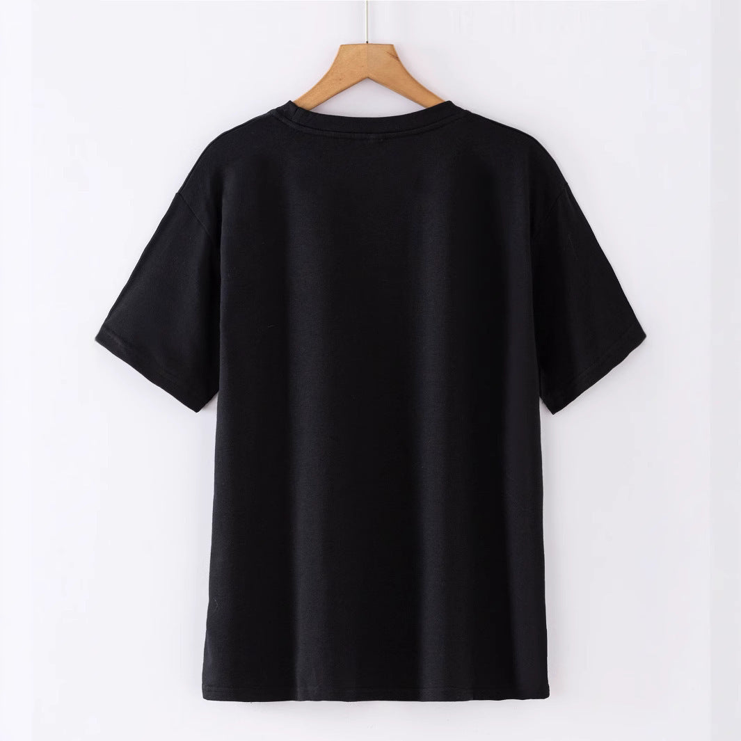 Short Sleeve T-Shirt Women's Top Printed Princess Style Sweet Fresh Round Neck Polyester Fabric T-shirt - view 5