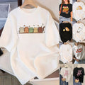Short Sleeve T-Shirt Women's Top Printed Princess Style Sweet Fresh Round Neck Polyester Fabric T-Shirt - front view