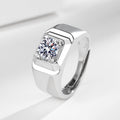 Adjustable High Carbon Diamond Men's Ring Fashionable Open Hand Jewelry Simulated Diamond Men's Ring Geometric Pattern Design - front view