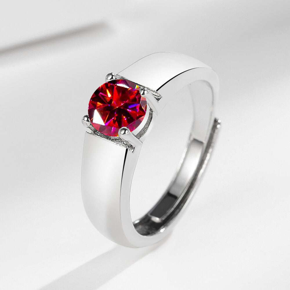 Original Fashionable Men's Ring With Simulated Moissanite Full Of Diamonds Living Mouth Large Men's Ring Simple Style Geometry Pattern - view 2