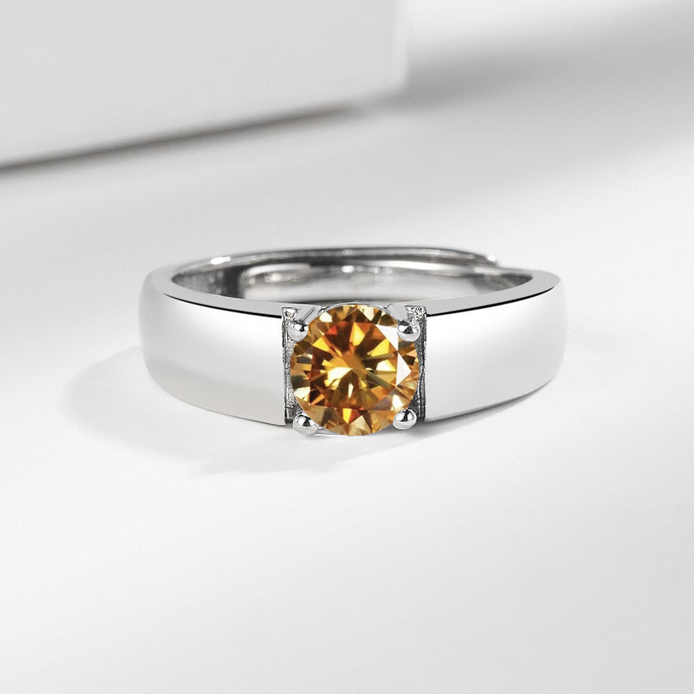Original Fashionable Men's Ring With Simulated Moissanite Full Of Diamonds Living Mouth Large Men's Ring Simple Style Geometry Pattern - view 4