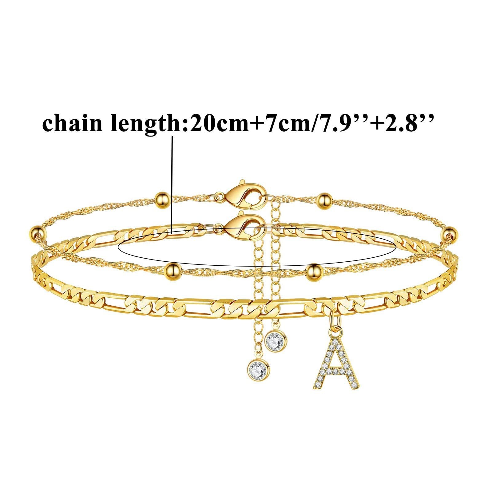 Two-layer Letter Anklet Stainless Steel Material 18K Gold Plated Fashion Initial Letter Anklet For Women Simple Style Anklet - view 3