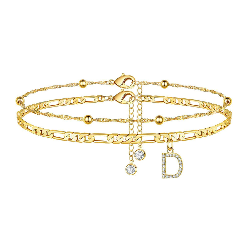 Two-layer Letter Anklet Stainless Steel Material 18K Gold Plated Fashion Initial Letter Anklet For Women Simple Style Anklet - view 5