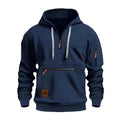 Spring Autumn Men's Hoodie Sweatshirt Multiple Pockets Waterproof Zipper Casual Sportswear Comfortable Loose Fit Round Neck - front view