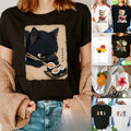 Short Sleeve T-Shirt Women's Top Printed Princess Style Sweet Fresh Round Neck Polyester Fabric T-Shirt - front view