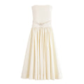 Fashionable Sexy European Women's Dress With Belt Splicing Strapless Maxi Dress Elegant Pure Color Polyester Sleeveless Gown - view 2