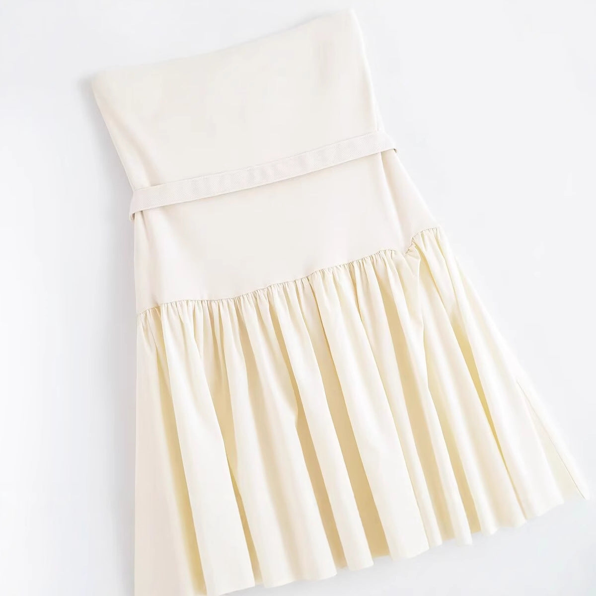 Fashionable Sexy European Women's Dress With Belt Splicing Strapless Maxi Dress Elegant Pure Color Polyester Sleeveless Gown - view 4