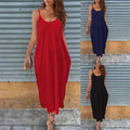 Designed  Foreign Trade Casual Dress  Solid Color Strap Women's Dress - front view