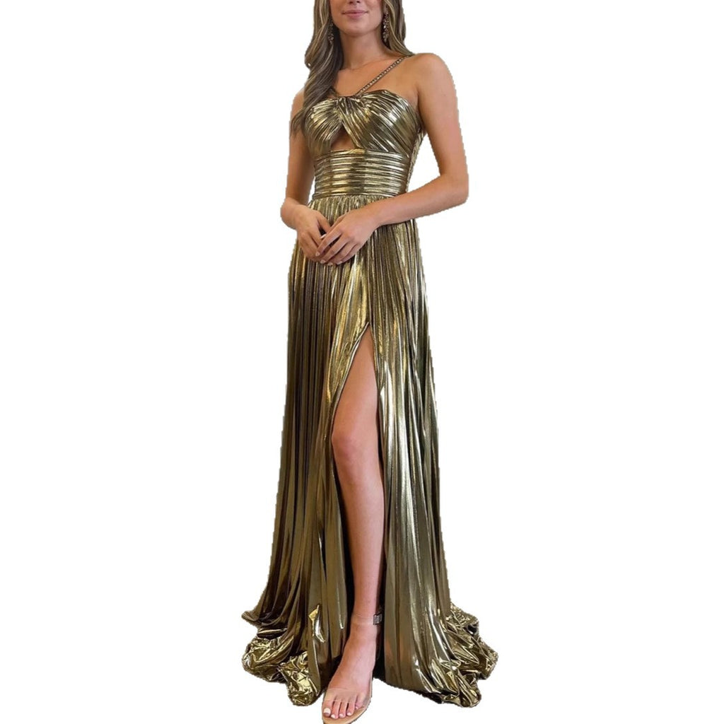 Sexy European Women's Dress Gown Open Back Sleeveless Embroidered Back Split Ankle-Length A-Line High Waist Gown - view 2