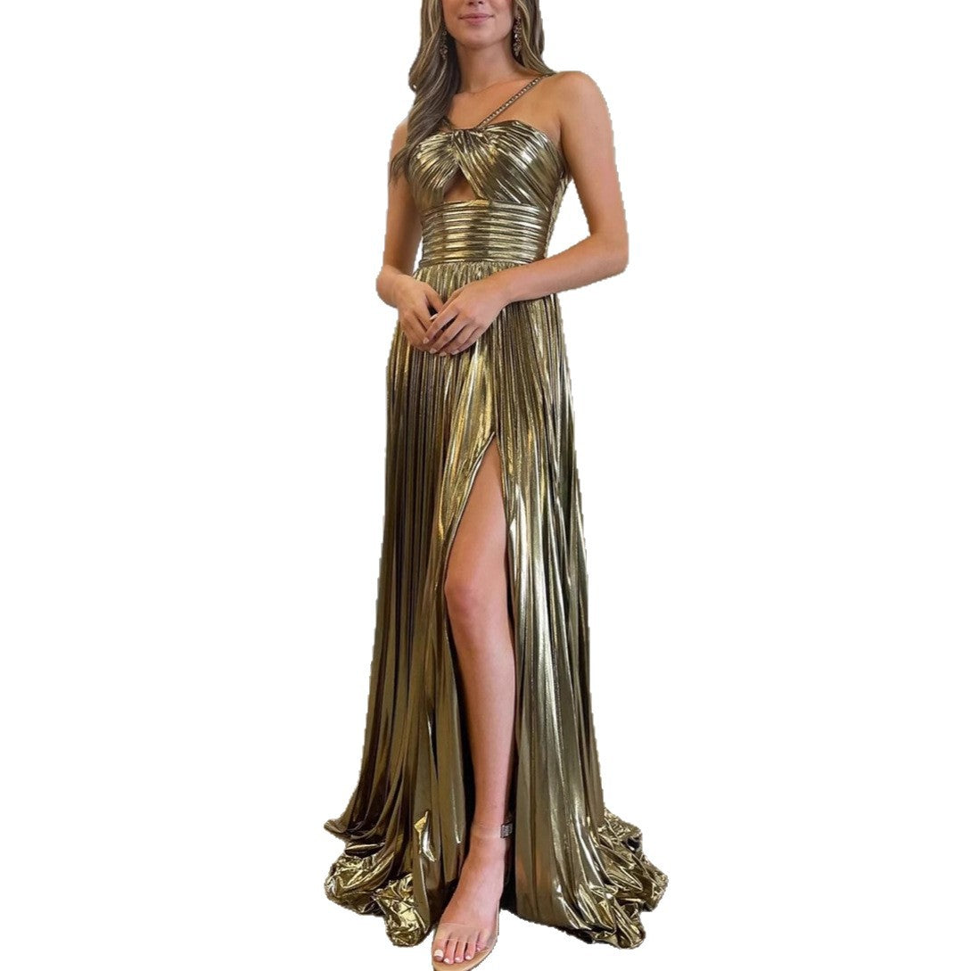 Sexy European Women's Dress Gown Open Back Sleeveless Embroidered Back Split Ankle-Length A-Line High Waist Gown - view 2