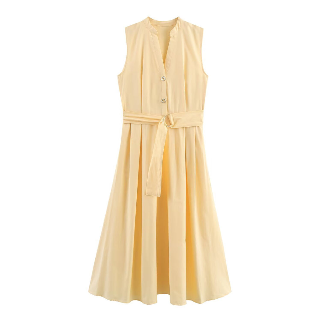 Elegant Sexy Sleeveless European Style Women's Dress Slimming Fashionable All-Match Ankle-Length V-Neck Midi Dress - view 2