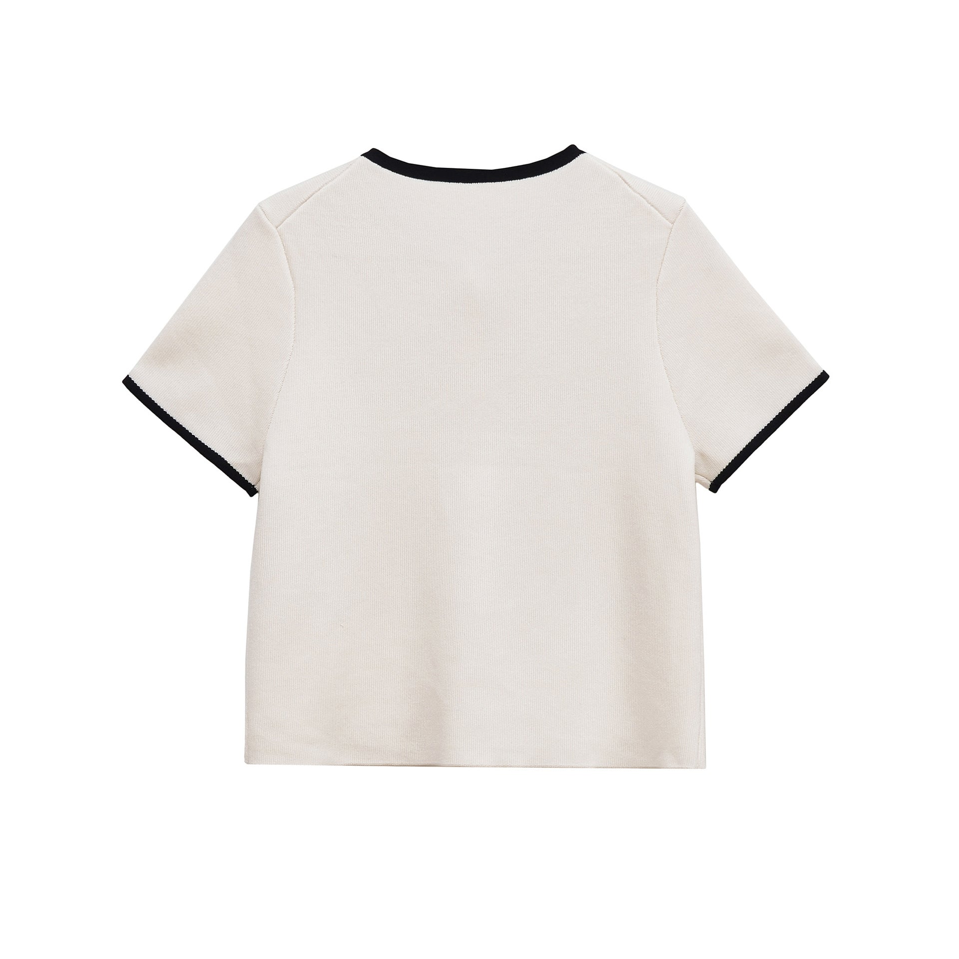 Fashionable Color Block Knitted Round Neck Short Sleeve Women's Top Elegant Style Polyester Acrylic Fabric Three Quarter Sleeve - view 3
