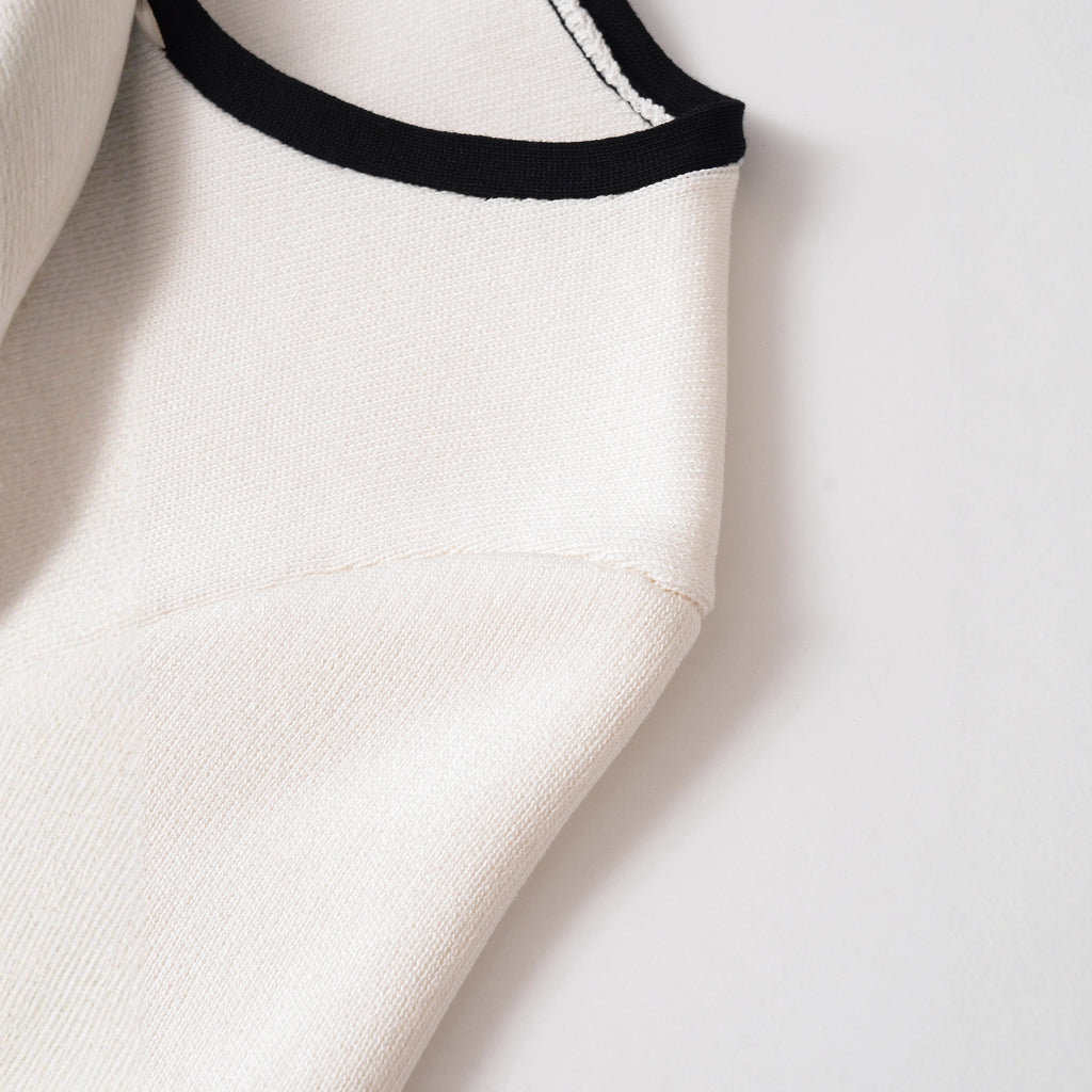 Fashionable Color Block Knitted Round Neck Short Sleeve Women's Top Elegant Style Polyester Acrylic Fabric Three Quarter Sleeve - view 5