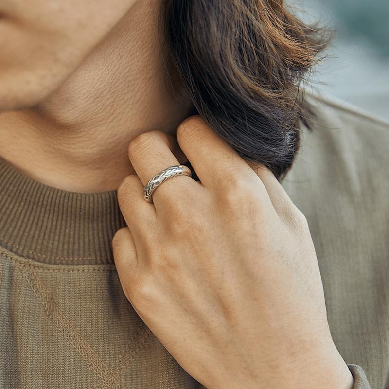 Handmade Thai Carved Open Ring Men's Fashion Design Ethnic Style Middle Finger Ring Vintage Ring Jewelry - view 3