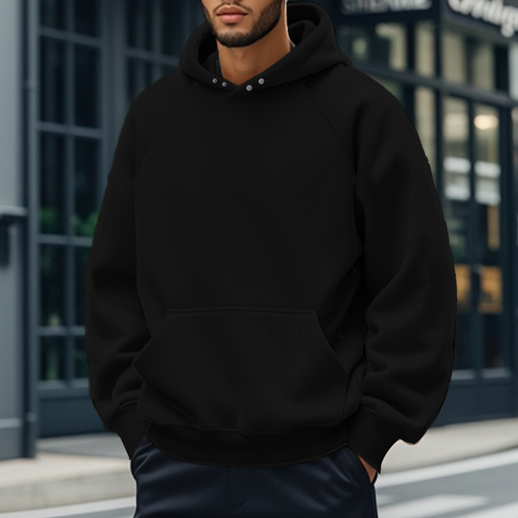 Men's Hoodie Sweatshirt Loose Casual Solid Color Spring Autumn Fashionable  Style Long Sleeve Top - front view