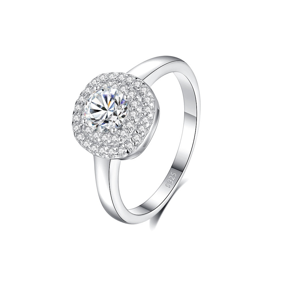Moissanite Zircon 925 Sterling Silver Open Rings Rings Round Electroplated Rhodium Plated Open Rings Rings - view 6