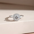 Moissanite Zircon 925 Sterling Silver Open Rings Rings Round Electroplated Rhodium Plated Open Rings Rings - front view