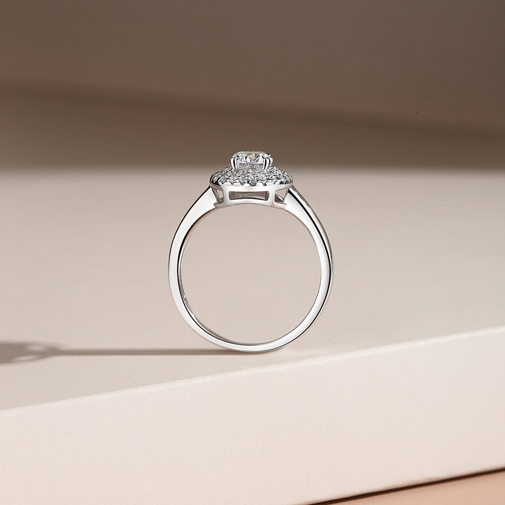 Moissanite Zircon 925 Sterling Silver Open Rings Rings Round Electroplated Rhodium Plated Open Rings Rings - view 5