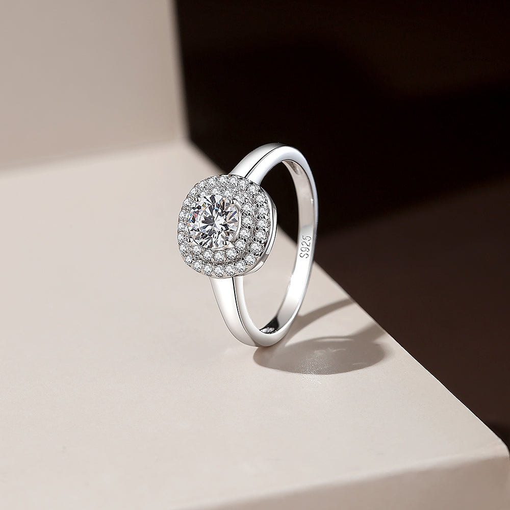 Moissanite Zircon 925 Sterling Silver Open Rings Rings Round Electroplated Rhodium Plated Open Rings Rings - view 2