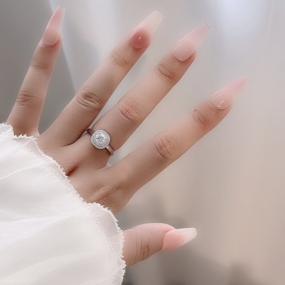 Moissanite Zircon 925 Sterling Silver Open Rings Rings Round Electroplated Rhodium Plated Open Rings Rings - view 4