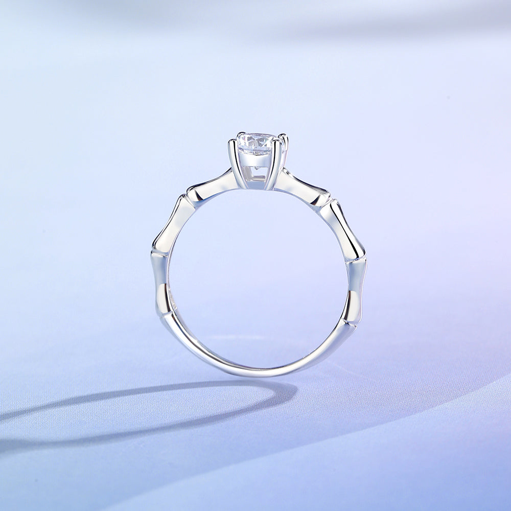 Moissanite Zircon 925 Sterling Silver Open Rings Rings Bamboo Electroplated Rhodium Plated Open Rings Rings - view 5