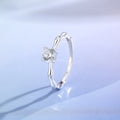 Moissanite Zircon 925 Sterling Silver Open Rings Rings Bamboo Electroplated Rhodium Plated Open Rings Rings - front view
