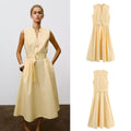 Elegant Sexy Sleeveless European Style Women's Dress Slimming Fashionable All-Match Ankle-Length V-Neck Midi Dress - front view