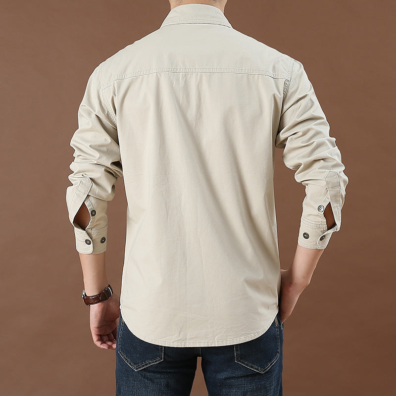 Loose Long Sleeve Casual Shirt For Men Spring Autumn New Style Large Size Cotton Solid Color Mid Youth Business Shirt - view 2