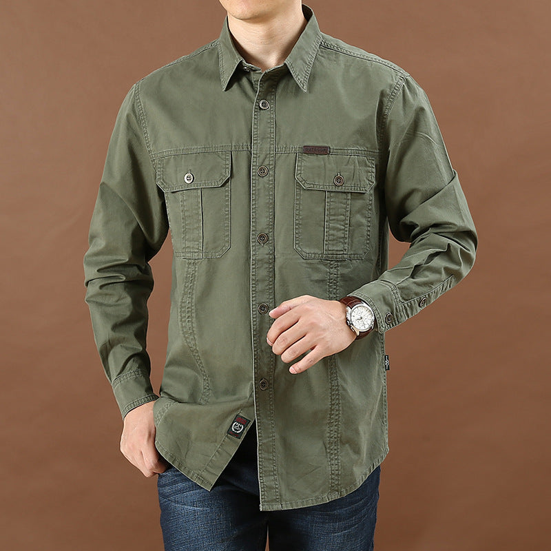 Loose Long Sleeve Casual Shirt For Men Spring Autumn New Style Large Size Cotton Solid Color Mid Youth Business Shirt - view 3
