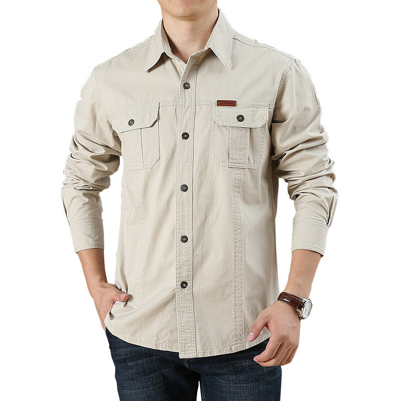 Loose Long Sleeve Casual Shirt For Men Spring Autumn New Style Large Size Cotton Solid Color Mid Youth Business Shirt - view 5