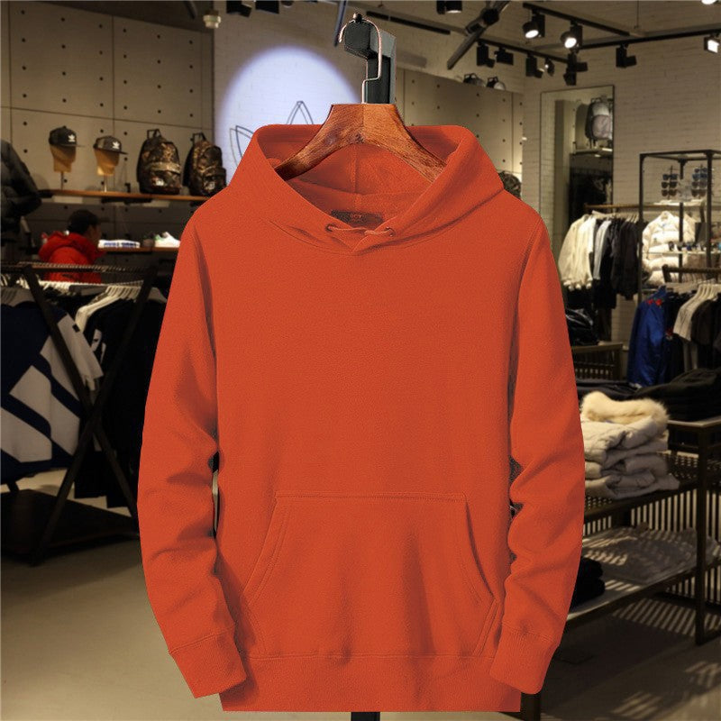 Men's Hoodie Sweatshirt Pure Color Fleece Lined Pullover Casual Loose Fit Autumn Winter Comfortable Polyester V-Neck Long Sleeve - view 2