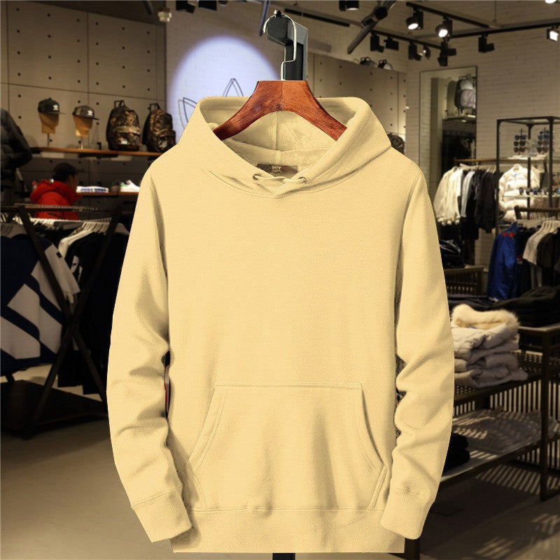 Men's Hoodie Sweatshirt Pure Color Fleece Lined Pullover Casual Loose Fit Autumn Winter Comfortable Polyester V-Neck Long Sleeve - view 3