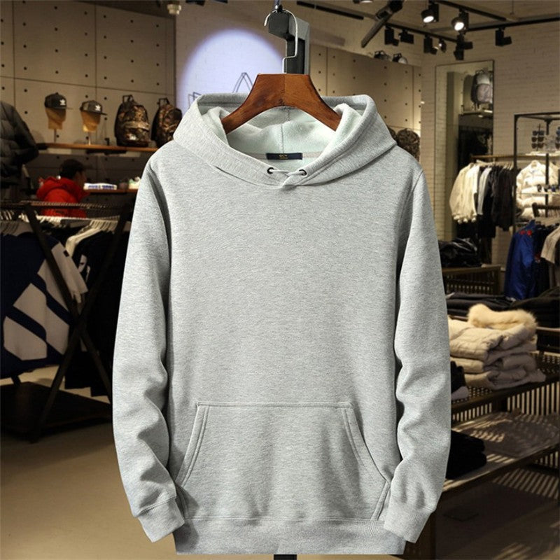 Men's Hoodie Sweatshirt Pure Color Fleece Lined Pullover Casual Loose Fit Autumn Winter Comfortable Polyester V-Neck Long Sleeve - view 4