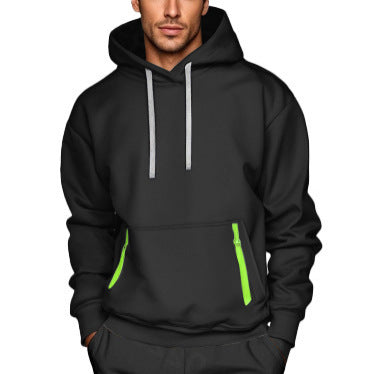Customizable Logo Fashion Innovative Men's Hoodie Outerwear With Sash Casual Pure Color V-Neck Long Sleeve Winter Polyester Blend - view 2