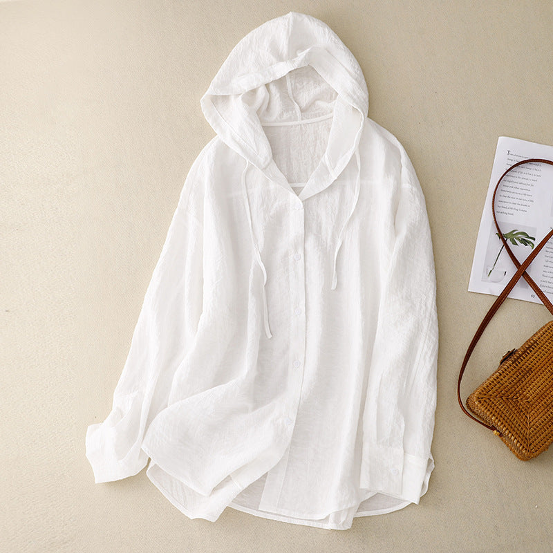 Hooded Sun Protection Long Sleeve Lightweight Casual Women's Top Summer New Style Loose Fit Air Conditioning Shirt - view 3