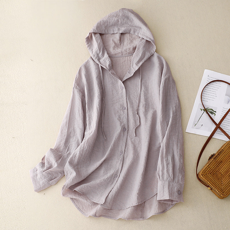 Hooded Sun Protection Long Sleeve Lightweight Casual Women's Top Summer New Style Loose Fit Air Conditioning Shirt - view 4