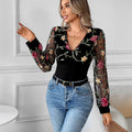 Wholesale Polyester Elegant Vacation Long Sleeve Multicolor Blouses - front view