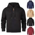 Fashionable Men's Hoodie Sweatshirt Half Zipper Sporty Polyester Long Sleeve Spring Autumn Loose Fit Pure Color Tracksuit - front view