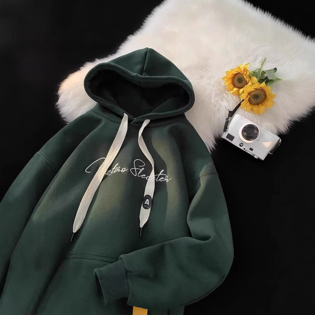 Casual Loose Men's Hoodie Sweatshirt Hong Kong Style Letter Print Autumn Winter New Trendy Brand Streetwear Polyester Fiber - view 2