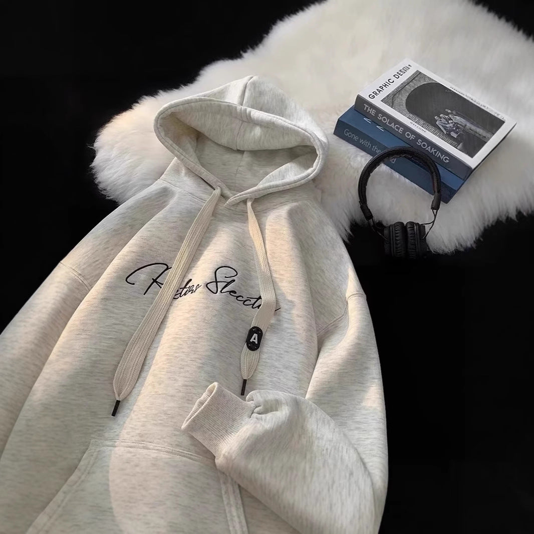 Casual Loose Men's Hoodie Sweatshirt Hong Kong Style Letter Print Autumn Winter New Trendy Brand Streetwear Polyester Fiber - view 3
